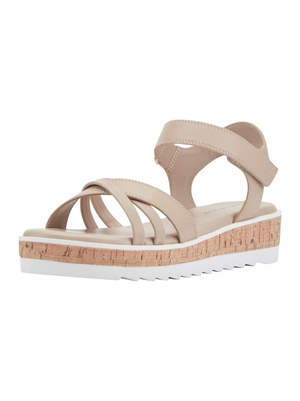 NWT Marc Fisher Nude Criss Cross Cork Heel Flat Sandals Size 5
